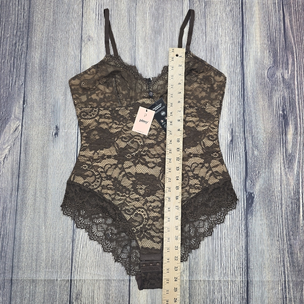 Pinsy NWT Shaping Lace Shape Suit Brown Bodysuit - Picture 10 of 11